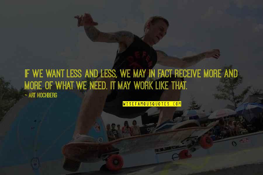 Less And More Quotes By Art Hochberg: If we want less and less, we may