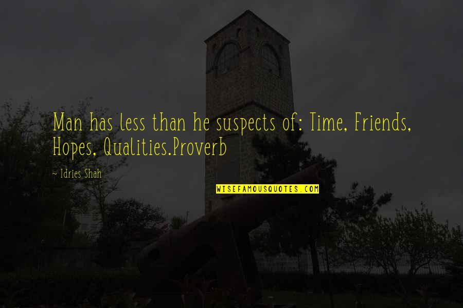 Less Friends Quotes By Idries Shah: Man has less than he suspects of: Time,