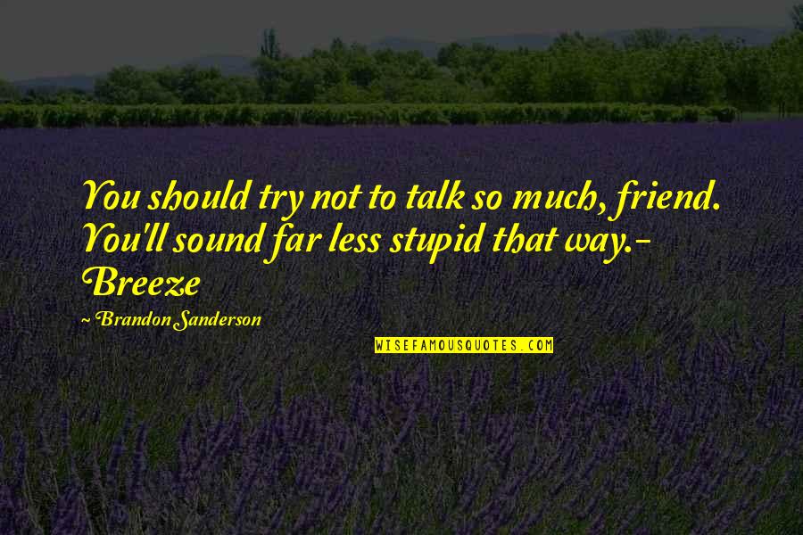 Less Talk Quotes By Brandon Sanderson: You should try not to talk so much,