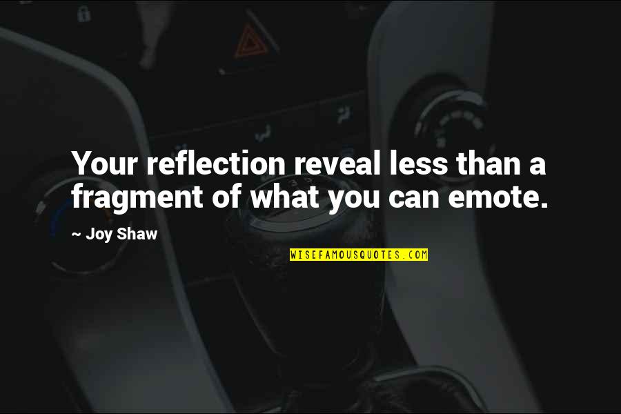 Less Than Inspirational Quotes By Joy Shaw: Your reflection reveal less than a fragment of