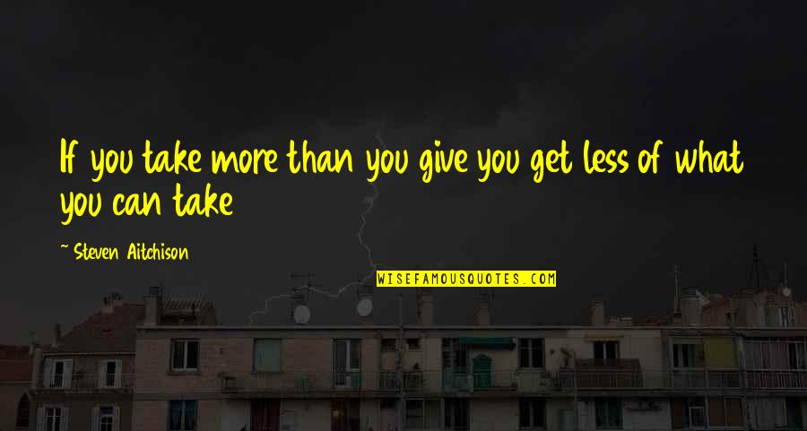Less Than Inspirational Quotes By Steven Aitchison: If you take more than you give you