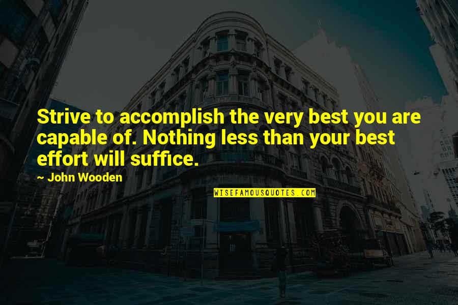 Less Than Quotes By John Wooden: Strive to accomplish the very best you are