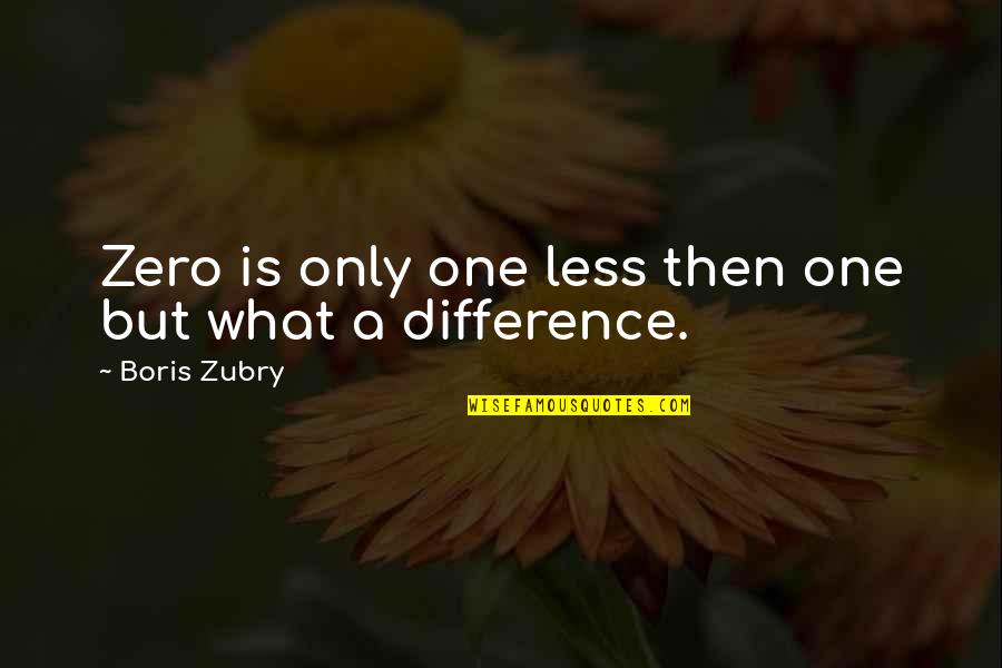 Less Than Zero Quotes By Boris Zubry: Zero is only one less then one but