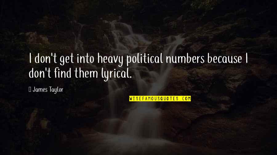 Lessingia Quotes By James Taylor: I don't get into heavy political numbers because