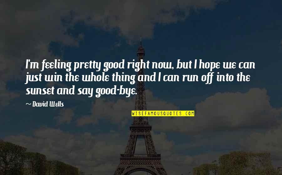 Lessive Saint Quotes By David Wells: I'm feeling pretty good right now, but I Lessive Saint Quotes By David Wells: I'm feeling pretty good right now, but I