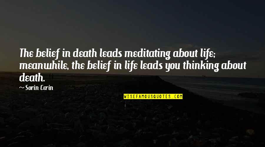 Lessons From Death Quotes By Sorin Cerin: The belief in death leads meditating about life;