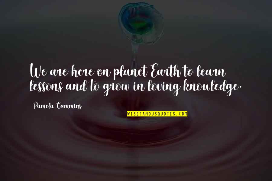 Lessons Of Love Quotes By Pamela Cummins: We are here on planet Earth to learn