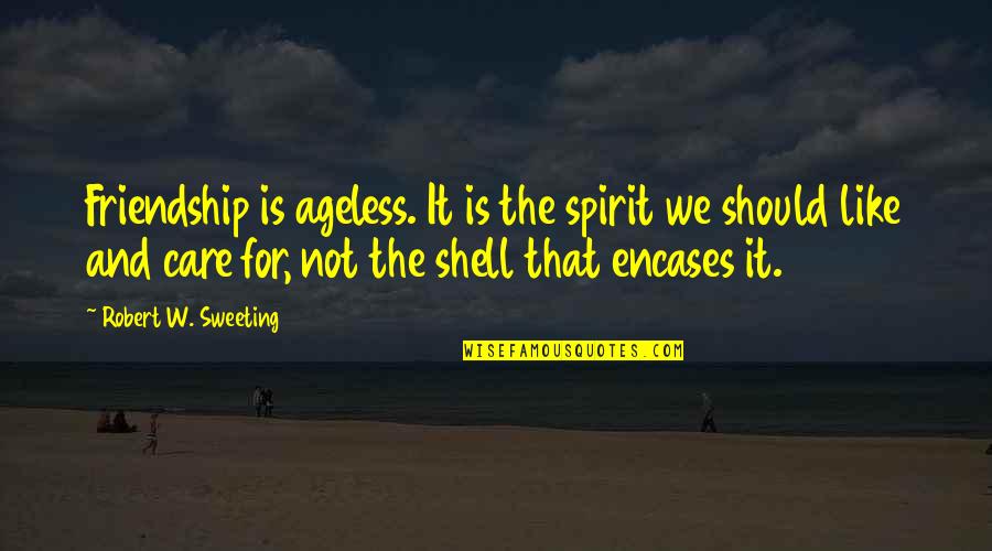 Lessons On Friendship Quotes By Robert W. Sweeting: Friendship is ageless. It is the spirit we