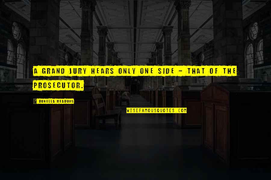 Lestari Alam Quotes By Donella Meadows: A grand jury hears only one side - Lestari Alam Quotes By Donella Meadows: A grand jury hears only one side -