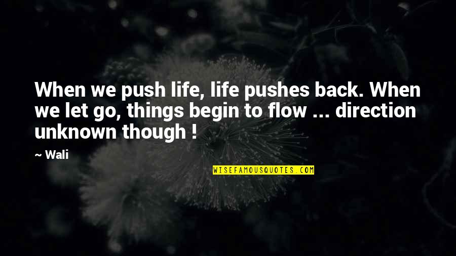 Let Go Let Flow Quotes By Wali: When we push life, life pushes back. When