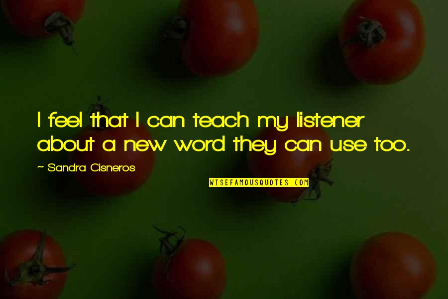 Let Go Of The Illusion Quotes By Sandra Cisneros: I feel that I can teach my listener