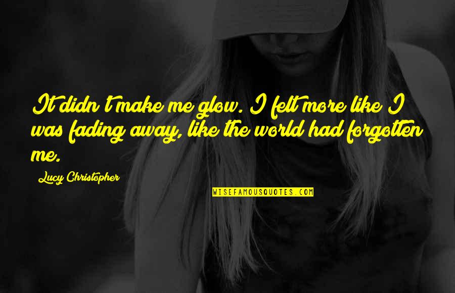 Let Go Of What You Cant Change Quotes By Lucy Christopher: It didn't make me glow. I felt more Let Go Of What You Cant Change Quotes By Lucy Christopher: It didn't make me glow. I felt more