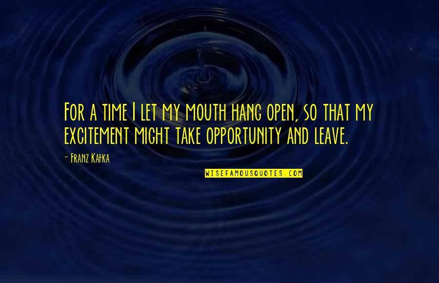 Let It All Hang Out Quotes By Franz Kafka: For a time I let my mouth hang