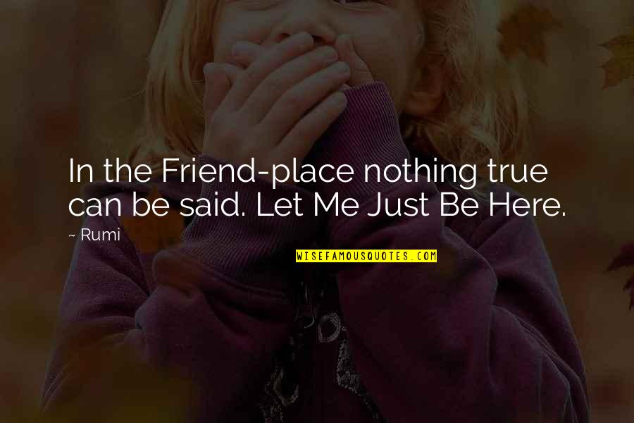 Let Me Be Your Friend Quotes By Rumi: In the Friend-place nothing true can be said.