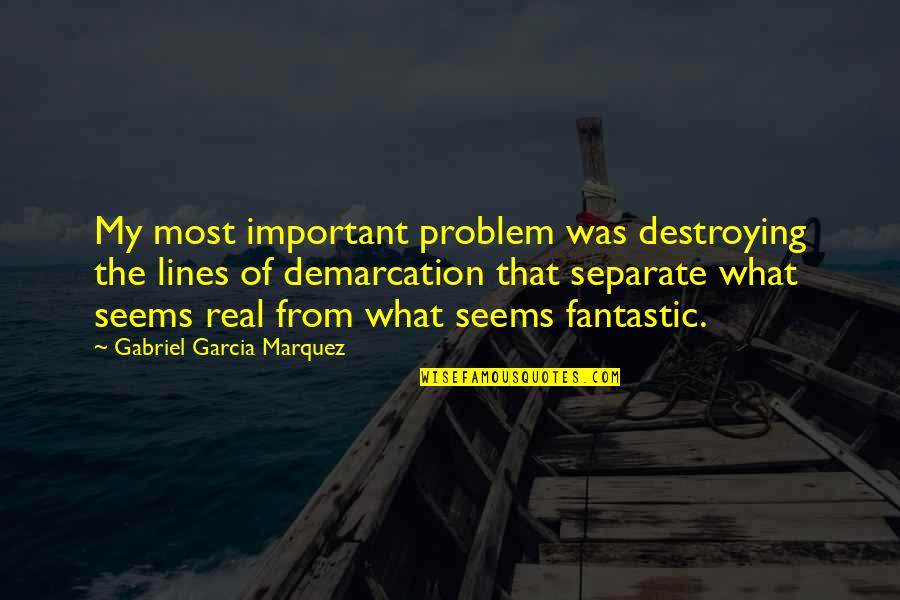 Let Me Eat You Out Quotes By Gabriel Garcia Marquez: My most important problem was destroying the lines