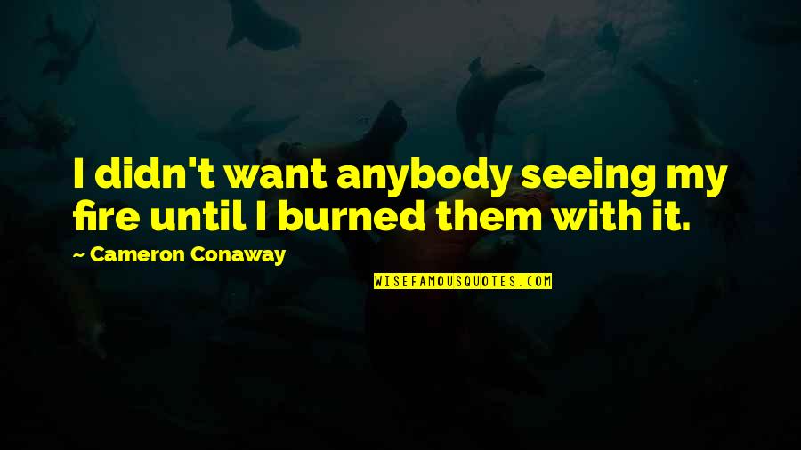 Let Them Talk Behind My Back Quotes By Cameron Conaway: I didn't want anybody seeing my fire until