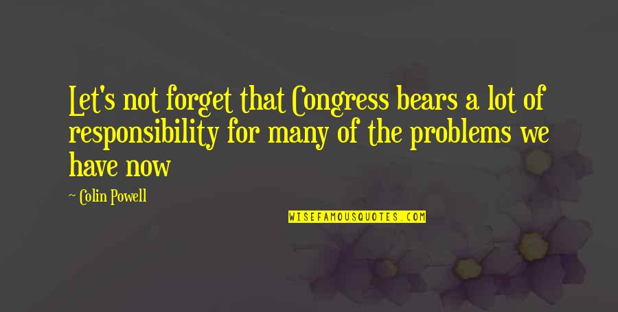 Let Us Not Forget Quotes By Colin Powell: Let's not forget that Congress bears a lot
