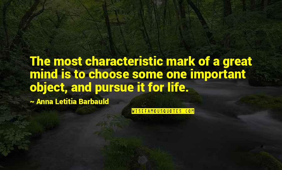 Letitia Quotes By Anna Letitia Barbauld: The most characteristic mark of a great mind