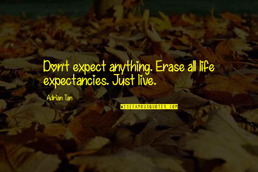 Letlapa Mphahlele Quotes By Adrian Tan: Don't expect anything. Erase all life expectancies. Just