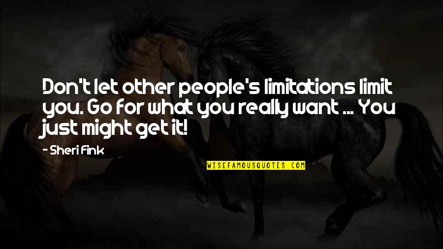 Let's Go Get It Quotes By Sheri Fink: Don't let other people's limitations limit you. Go