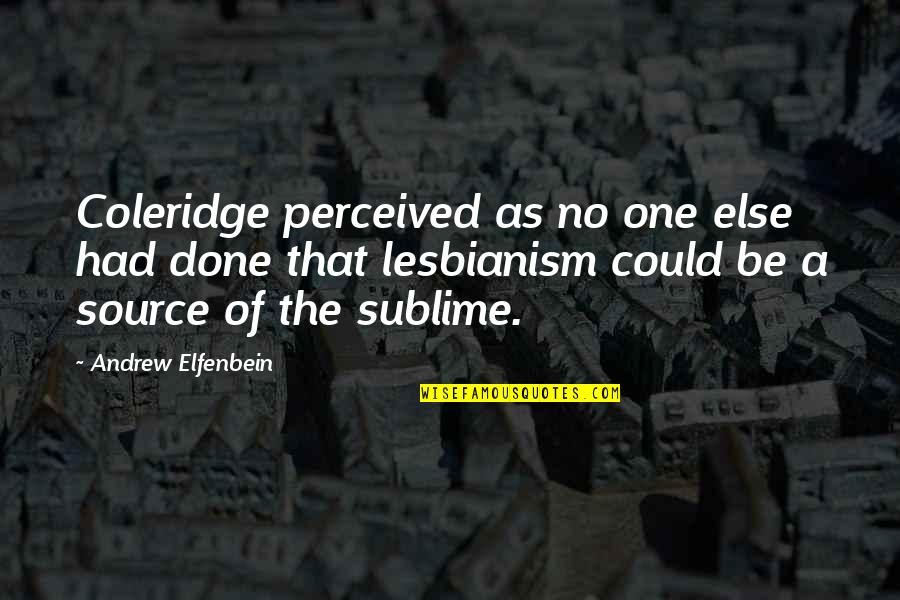 Let's Wait And See Quotes By Andrew Elfenbein: Coleridge perceived as no one else had done