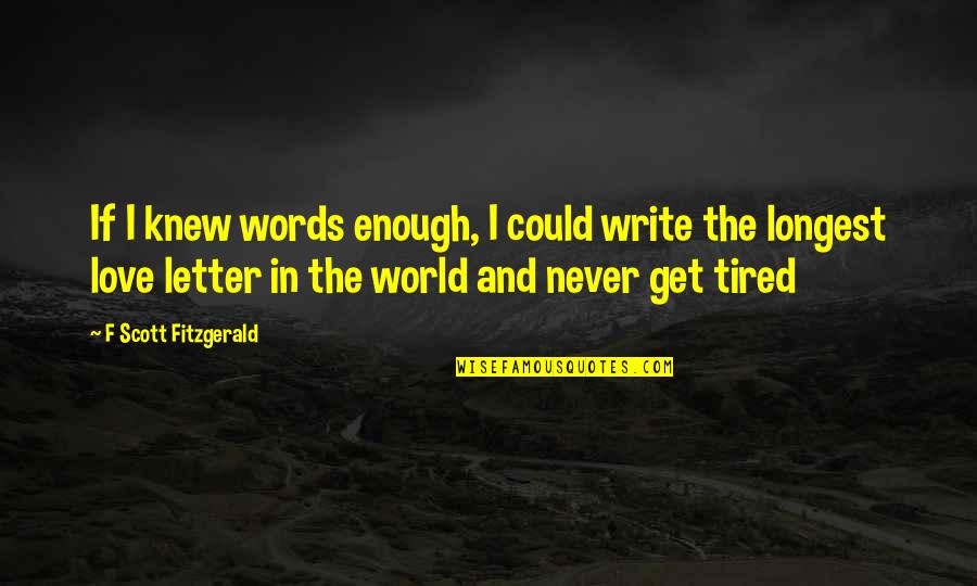 Letter I Quotes By F Scott Fitzgerald: If I knew words enough, I could write