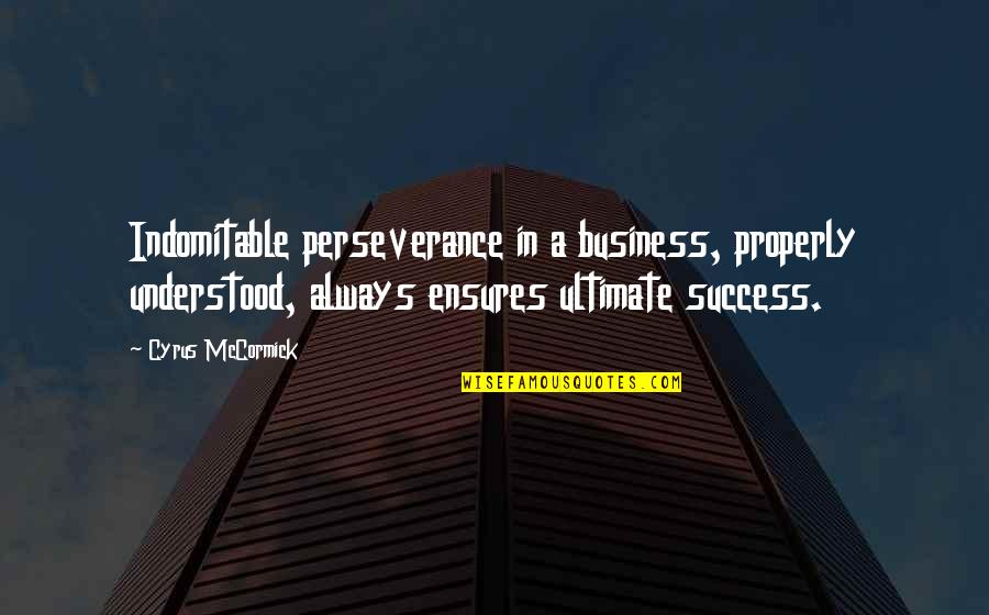 Letterlijk Citeren Quotes By Cyrus McCormick: Indomitable perseverance in a business, properly understood, always