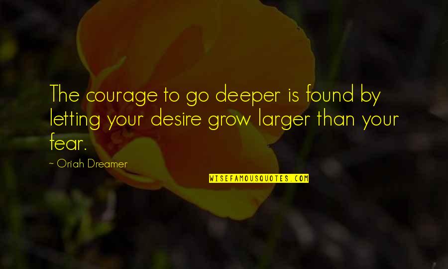 Letting Go Of Fear Quotes By Oriah Dreamer: The courage to go deeper is found by