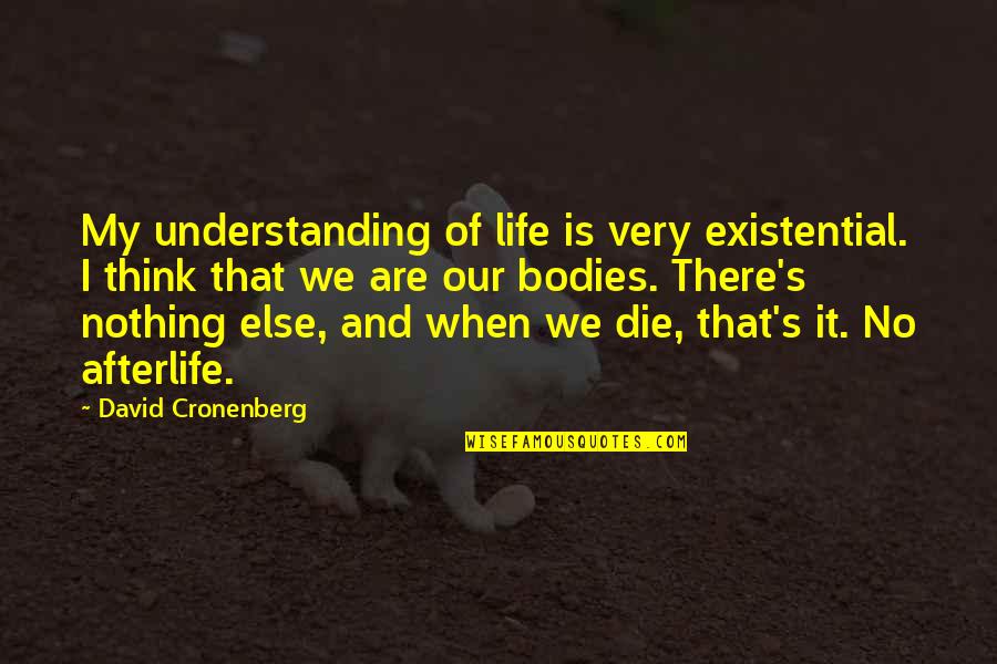Letting Go Of Negative Feelings Quotes By David Cronenberg: My understanding of life is very existential. I Letting Go Of Negative Feelings Quotes By David Cronenberg: My understanding of life is very existential. I