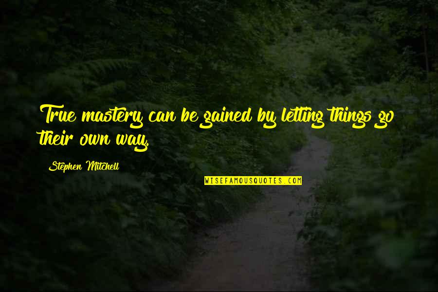 Letting Things Out Quotes By Stephen Mitchell: True mastery can be gained by letting things