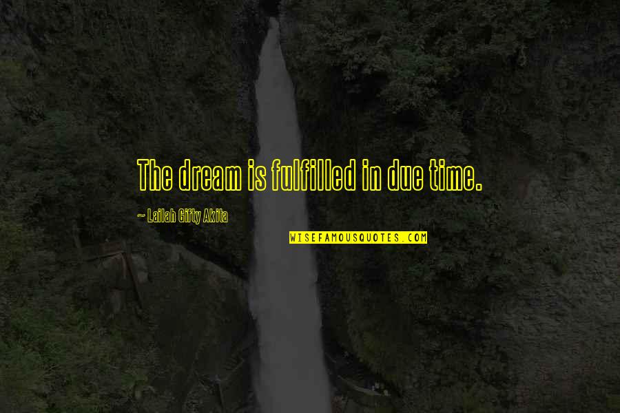 Leuninghouder Quotes By Lailah Gifty Akita: The dream is fulfilled in due time.