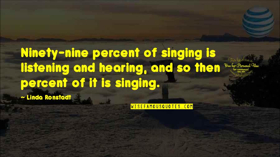 Lev Vygotsky Quotes By Linda Ronstadt: Ninety-nine percent of singing is listening and hearing, Lev Vygotsky Quotes By Linda Ronstadt: Ninety-nine percent of singing is listening and hearing,