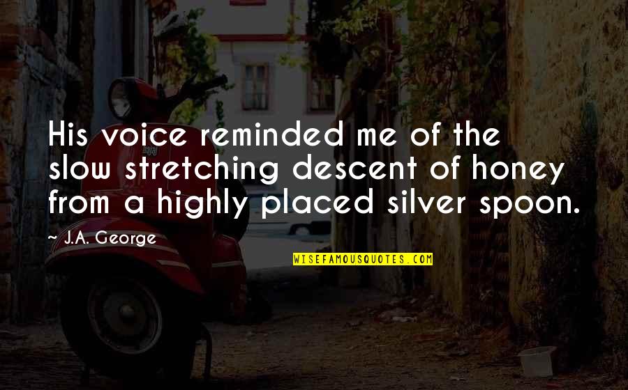 Levale Jenkins Quotes By J.A. George: His voice reminded me of the slow stretching Levale Jenkins Quotes By J.A. George: His voice reminded me of the slow stretching