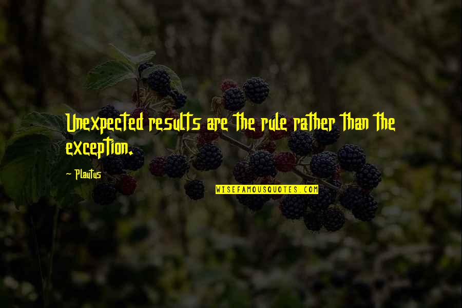 Levale Jenkins Quotes By Plautus: Unexpected results are the rule rather than the