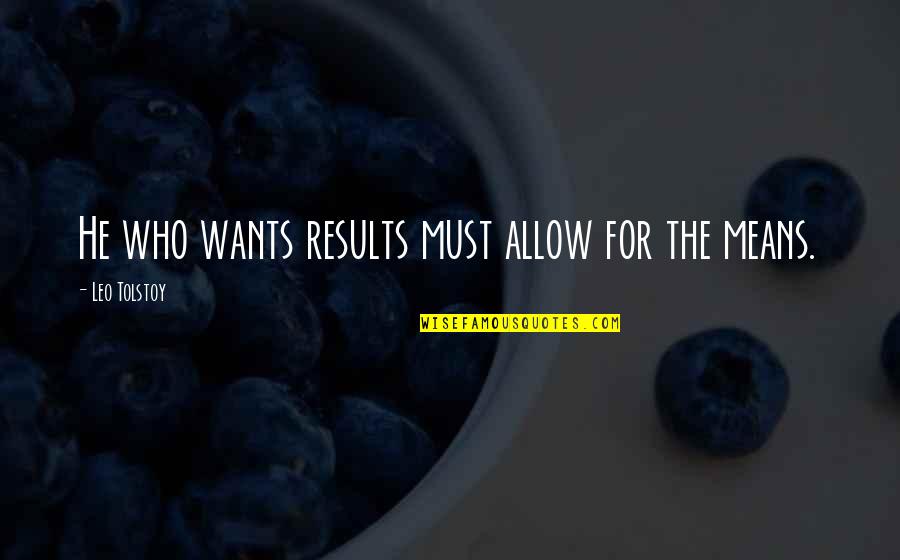 Levanto In English Quotes By Leo Tolstoy: He who wants results must allow for the Levanto In English Quotes By Leo Tolstoy: He who wants results must allow for the
