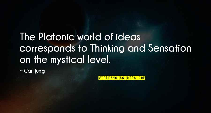 Level Of Thinking Quotes By Carl Jung: The Platonic world of ideas corresponds to Thinking Level Of Thinking Quotes By Carl Jung: The Platonic world of ideas corresponds to Thinking