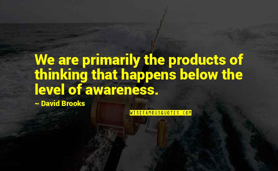 Level Of Thinking Quotes By David Brooks: We are primarily the products of thinking that