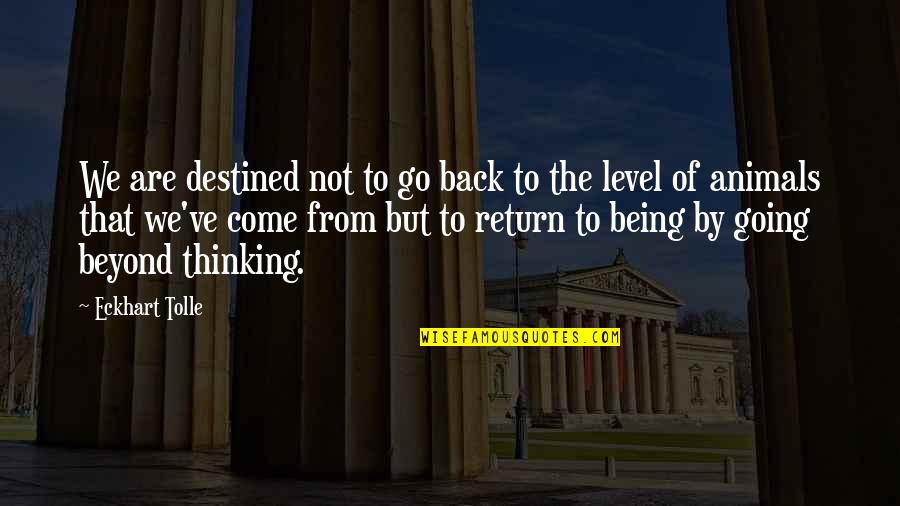Level Of Thinking Quotes By Eckhart Tolle: We are destined not to go back to Level Of Thinking Quotes By Eckhart Tolle: We are destined not to go back to