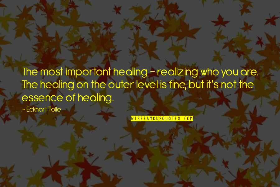Level Quotes By Eckhart Tolle: The most important healing - realizing who you
