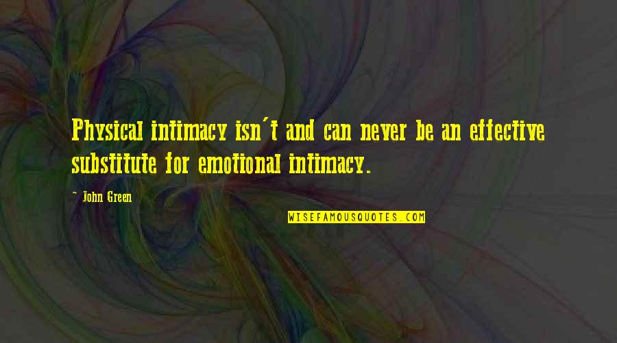 Leverage Over Other People Quotes By John Green: Physical intimacy isn't and can never be an Leverage Over Other People Quotes By John Green: Physical intimacy isn't and can never be an