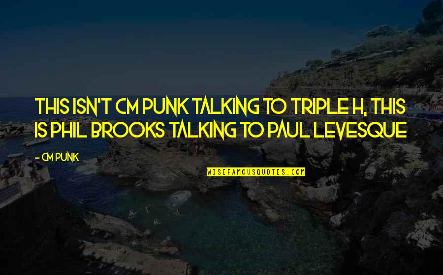 Levesque Quotes By CM Punk: This isn't CM Punk talking to Triple H,