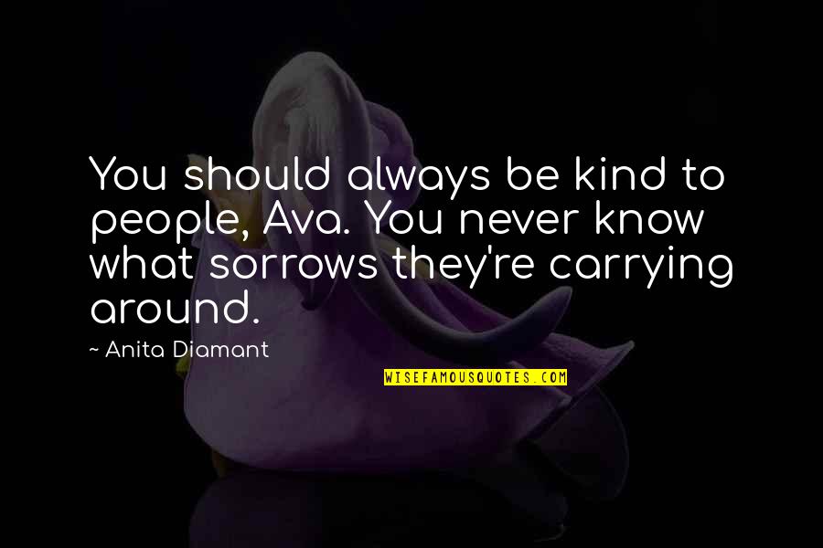 Levester Williams Quotes By Anita Diamant: You should always be kind to people, Ava. Levester Williams Quotes By Anita Diamant: You should always be kind to people, Ava.