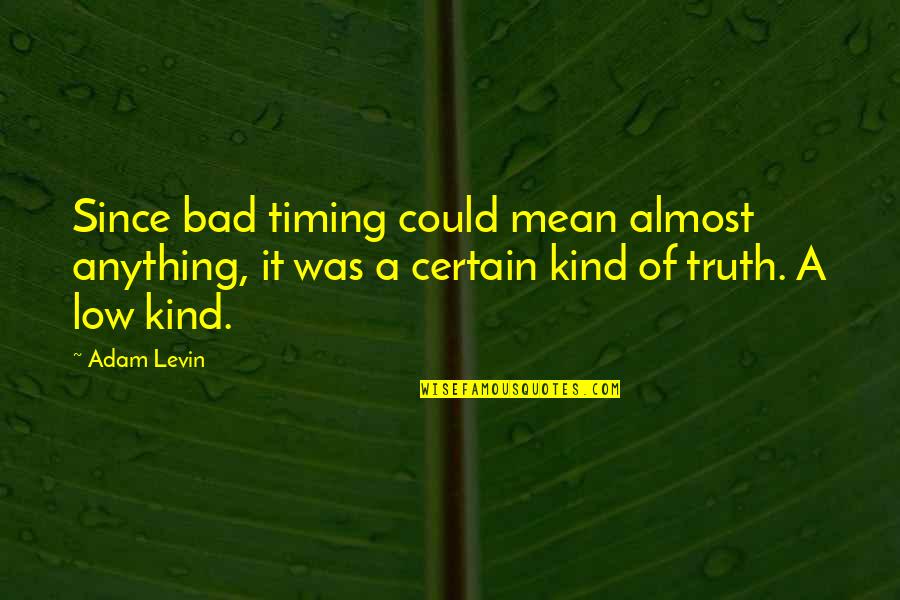 Levin's Quotes By Adam Levin: Since bad timing could mean almost anything, it