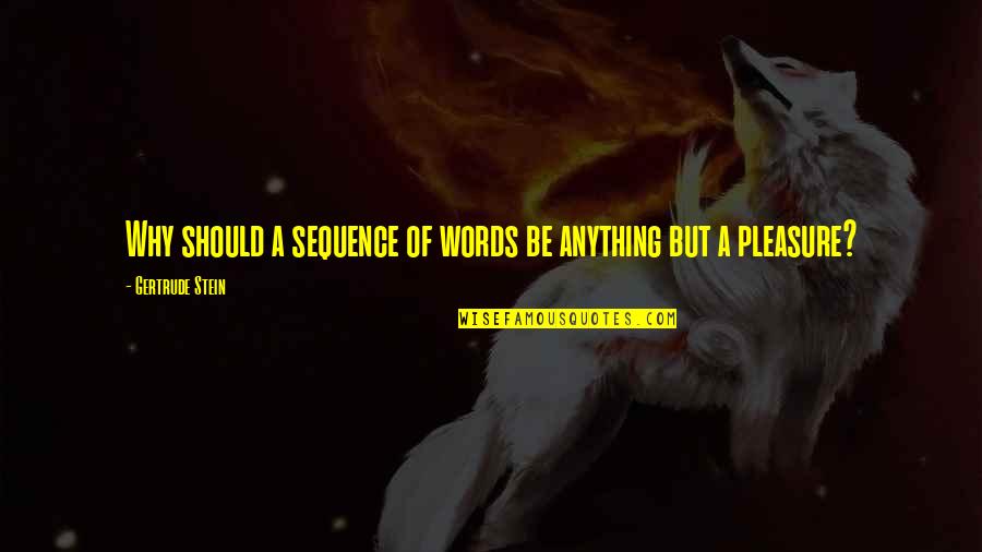 Levkovich And Associates Quotes By Gertrude Stein: Why should a sequence of words be anything