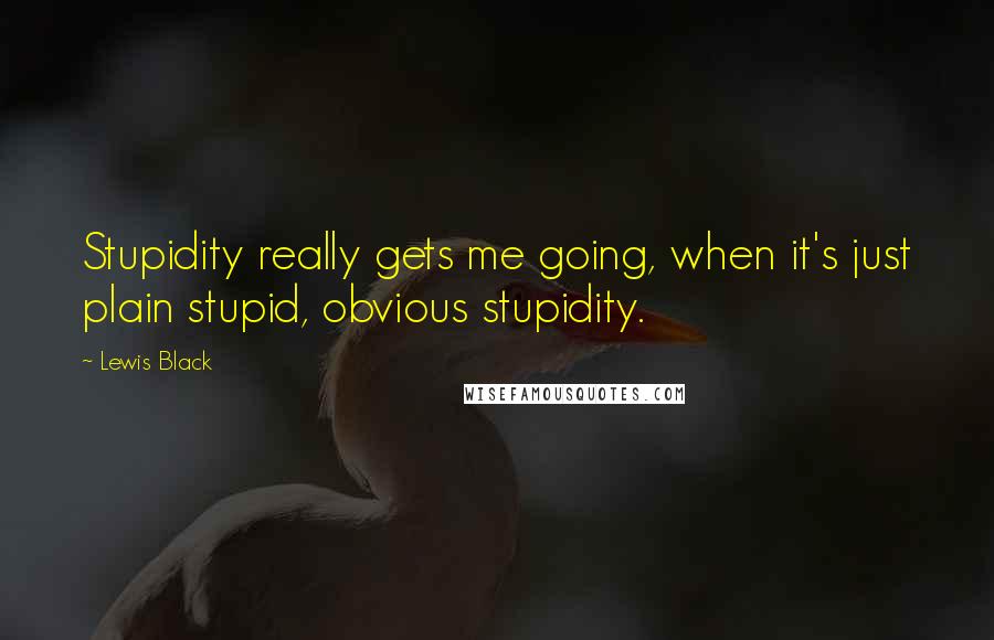 Lewis Black quotes: Stupidity really gets me going, when it's just plain stupid, obvious stupidity.