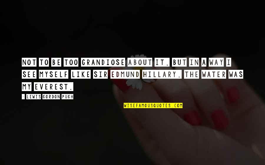 Lewis Pugh Quotes By Lewis Gordon Pugh: Not to be too grandiose about it, but Lewis Pugh Quotes By Lewis Gordon Pugh: Not to be too grandiose about it, but