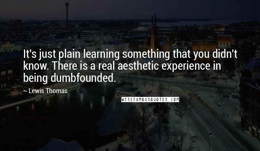 Lewis Thomas quotes: It's just plain learning something that you didn't know. There is a real aesthetic experience in being dumbfounded.