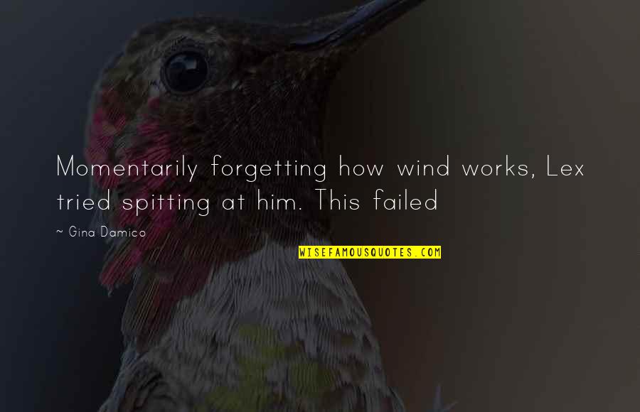 Lex Quotes By Gina Damico: Momentarily forgetting how wind works, Lex tried spitting