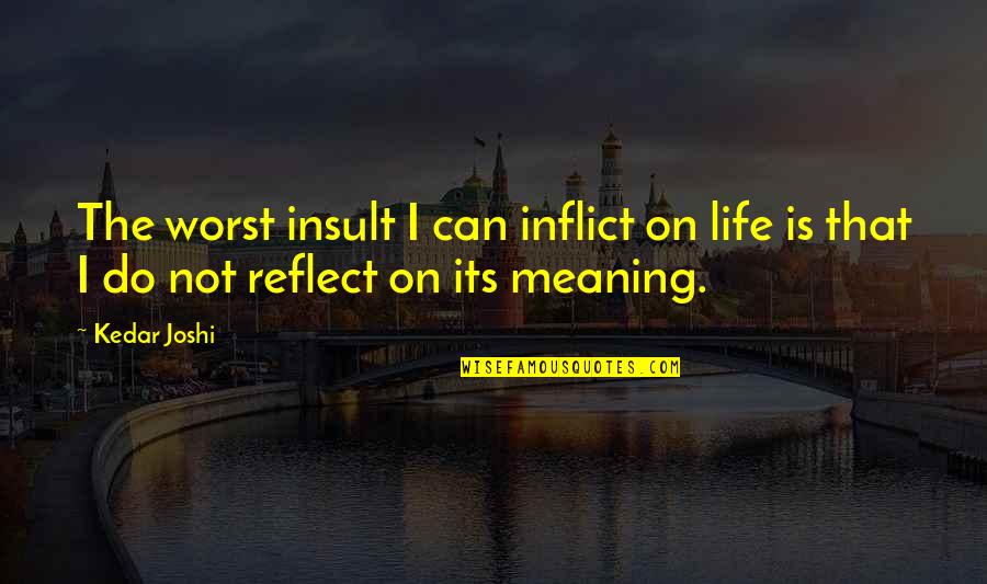 Leydi Bob Quotes By Kedar Joshi: The worst insult I can inflict on life