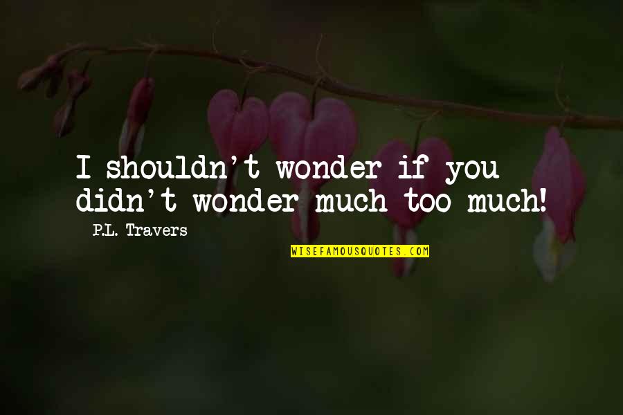 L'habit Quotes By P.L. Travers: I shouldn't wonder if you didn't wonder much